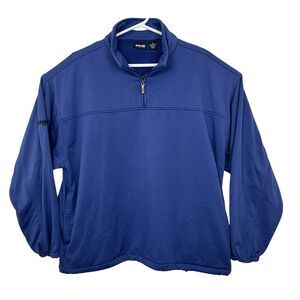 PING Golf Pullover 1/4 Zip Long Sleeve Fleece Lined Mens Size Medium Blue EUC